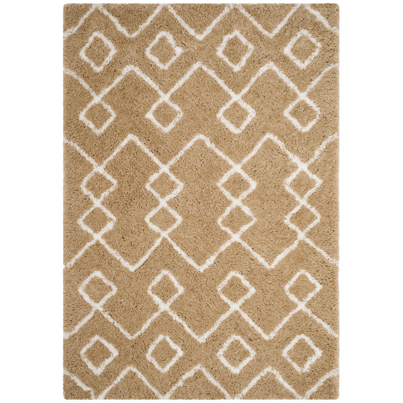Aderita Shag Hand Tufted Performance Geometric Rug, Rectangle 5' x 8'