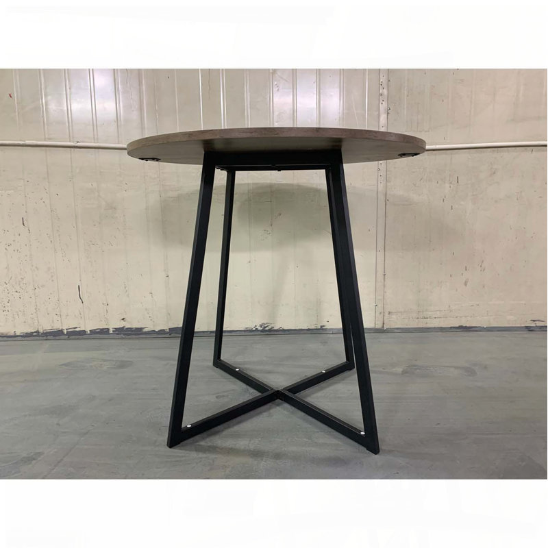 31.5-Inch Round Dining Table with Black Metal Legs (Seats 2-4)