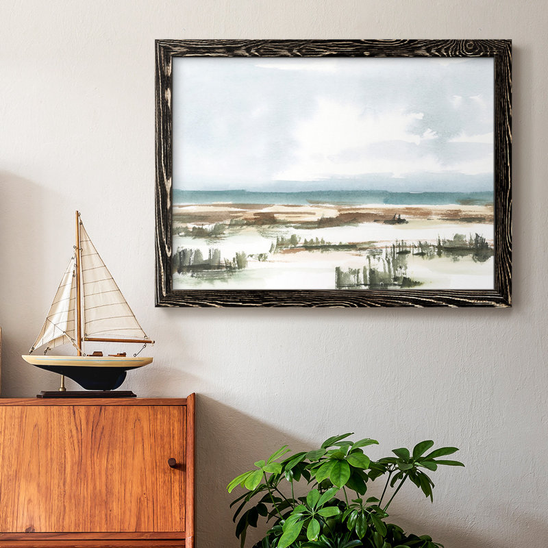 «Coastal Wetlands Watercolor I», reproduction d'art sur toile, Noir, H 26 po x l 38 po x P 1,5 po