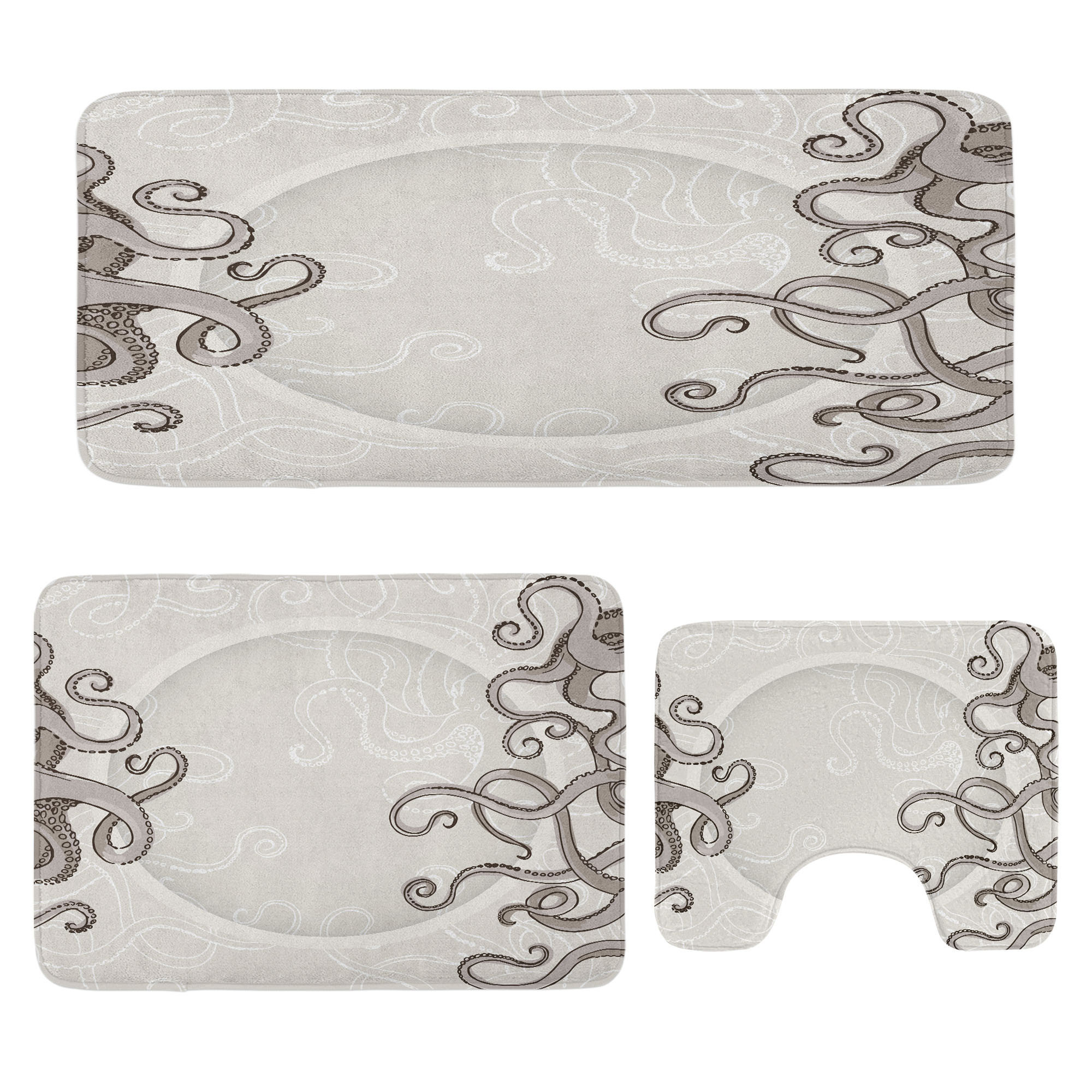 East Urban Home Kraken Bathroom Rug Set 3 Pieces U-Shape & Rectangle ...