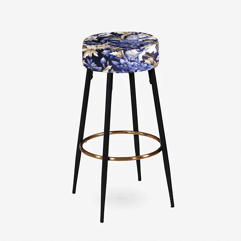 Regal Cobalt Blue Damask Ii Victorian Pattern - Floral Bar Stools Set Of 2
