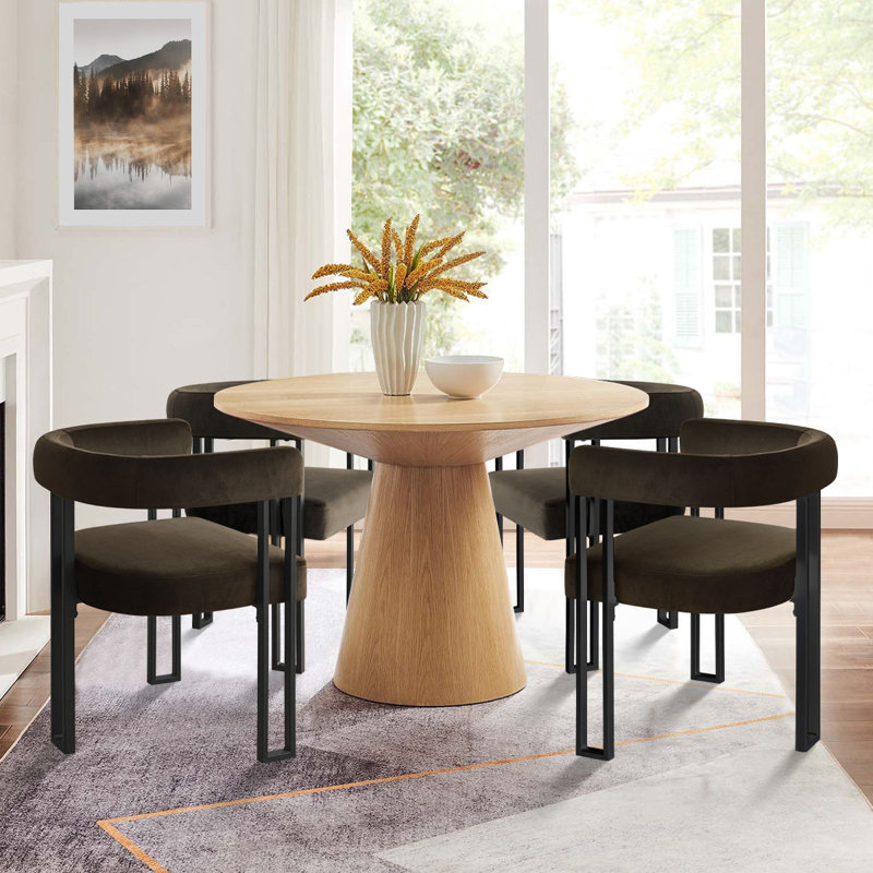 Fauteuil en velours résistant aux taches 18,5 po Beore (ensemble de 4), Brun