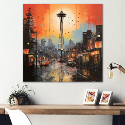 Pop Art Seattle City View - art mural en métal Seattle