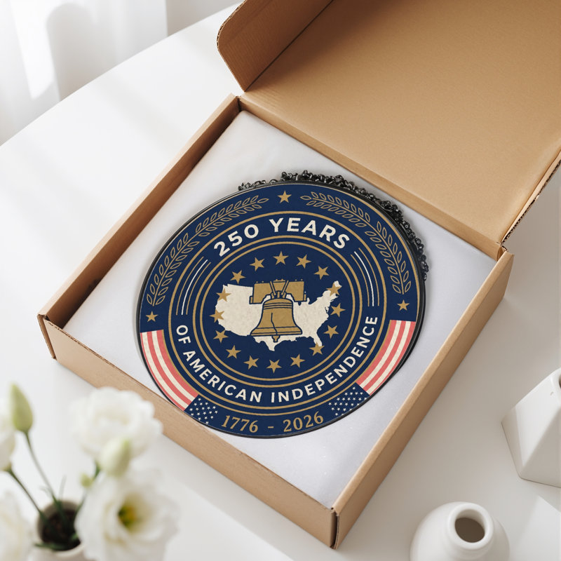 Panneau de fenêtre en verre pour décoration intérieure American Independance USA 250th Anniversary - H 12 po, H 12 po