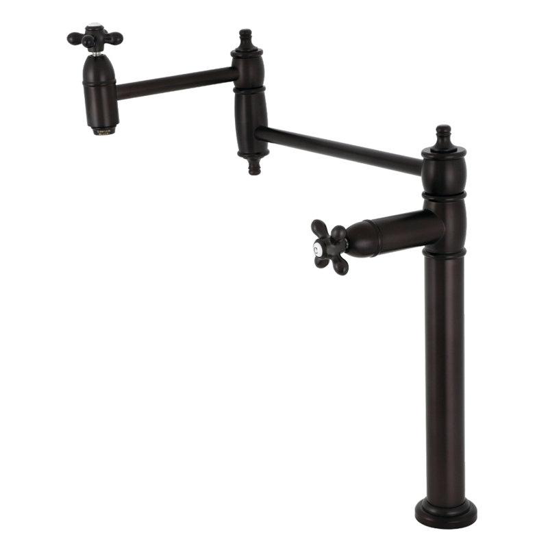 Kingston Brass Restoration Two-Handle 1-Hole Deck Mount Pot Filler Faucet, Oil Rubbed Bronze