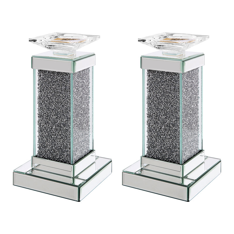 Chandelles en bois et en verre, H 13,5 po x l 5,4 po x P 5,4 po