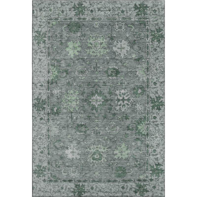 Premium Machine Washable Mayfield AMF2051 Global Rug, 8' x 10', Aloe