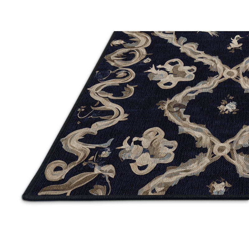 Machine Washable Gray Area Rug, Round 6'