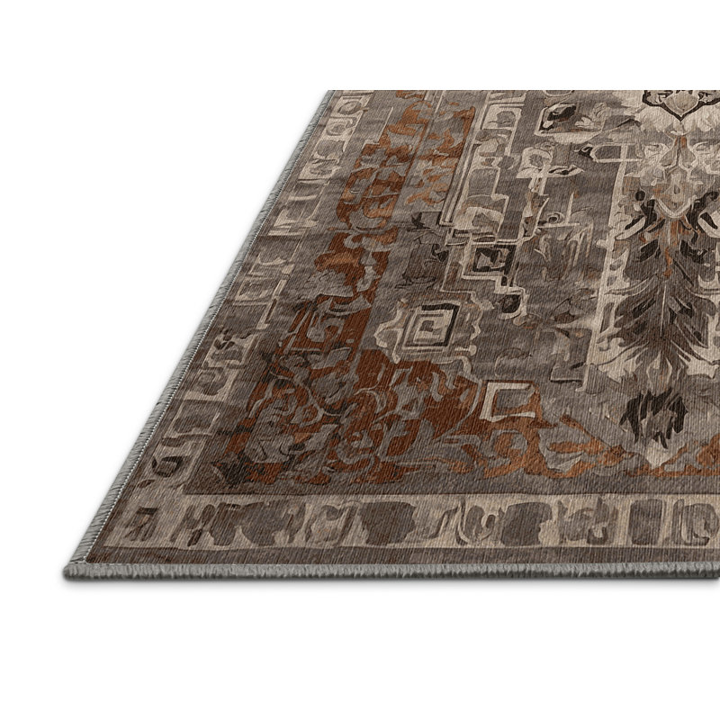 Tapis gris lavable à la machine, Rectangle 5 pi x 7 pi