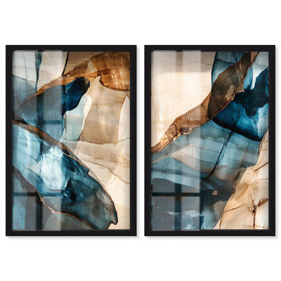 Décoration murale bohème Glitch Aesthetic Harmony Duo Shadowbox par Art Remedy, cadre noir, 24 x 36