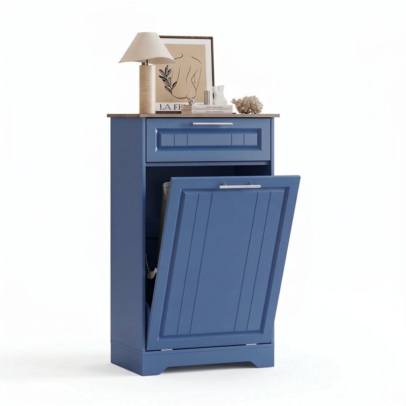 10-Gal Tilt-Out Trash Cabinet with Deodorizing Feature, 10 Gallons, Blue