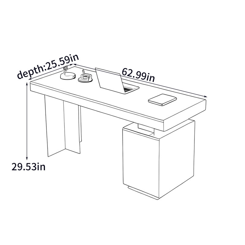Bureau de luxe de style rétro, H 29,53 po x l 62,99 po x P 25,59 po