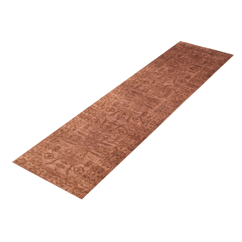 Tapis chocolat noué à la main de conception unique 2 pi 6 po x 9 pi 7 po