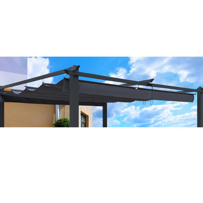 Toile de rechange pour pergola 4 x 3 m (13 x 10 pi) - Gris protégé, montage facile, imperméable et résistant aux UV