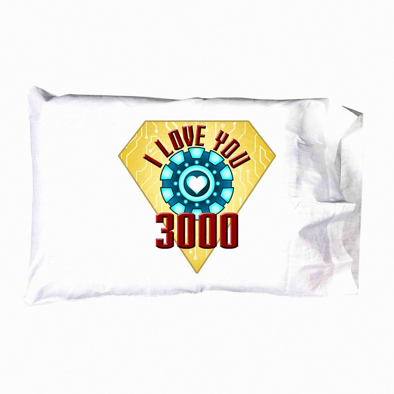 Heart Reactor Love Pillowcase - Movie Parody Single Pillow Case Cover I Love You 3000 - Metal Heart Design - Romantic Bedroom Decor - Geeky Gift