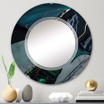 Abstract Geode Green IV - Abstract Marble Wall Mirror