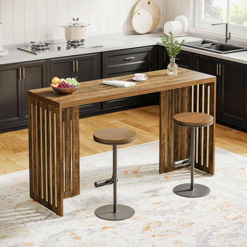 Table de pub à hauteur de comptoir étroite de 62,99 po, table de salle à manger à hauteur de bar pour la cuisine ou la salle à manger