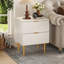 Ensemble de table de chevet de style milieu du siècle, table de chevet avec 2 tiroirs et pieds en métal, table d'appoint cannelée pour chambre à coucher-1245382901-1245382902