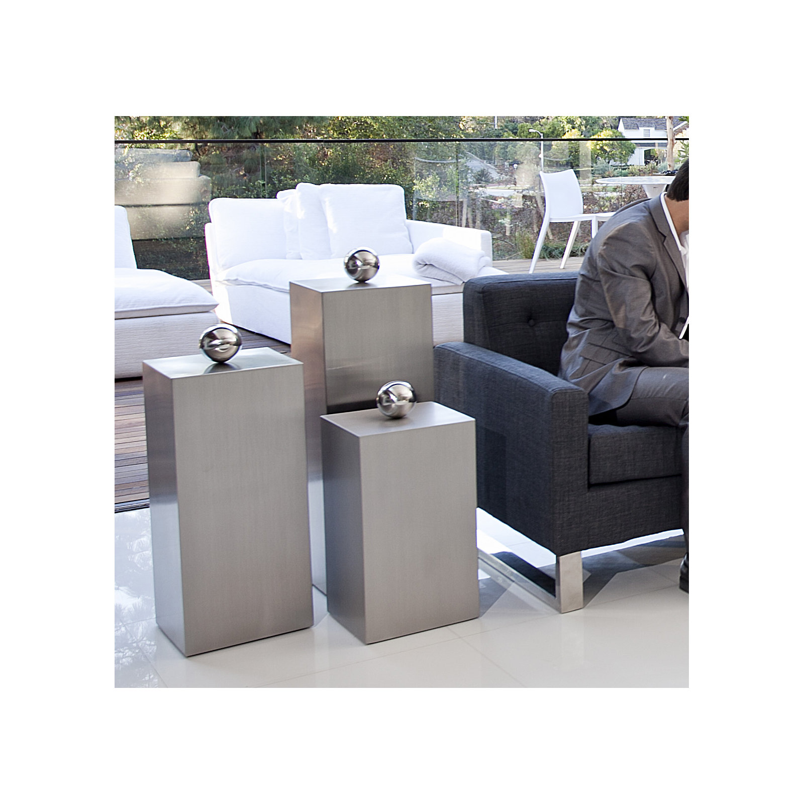 Delfina End Table, Brushed Metal