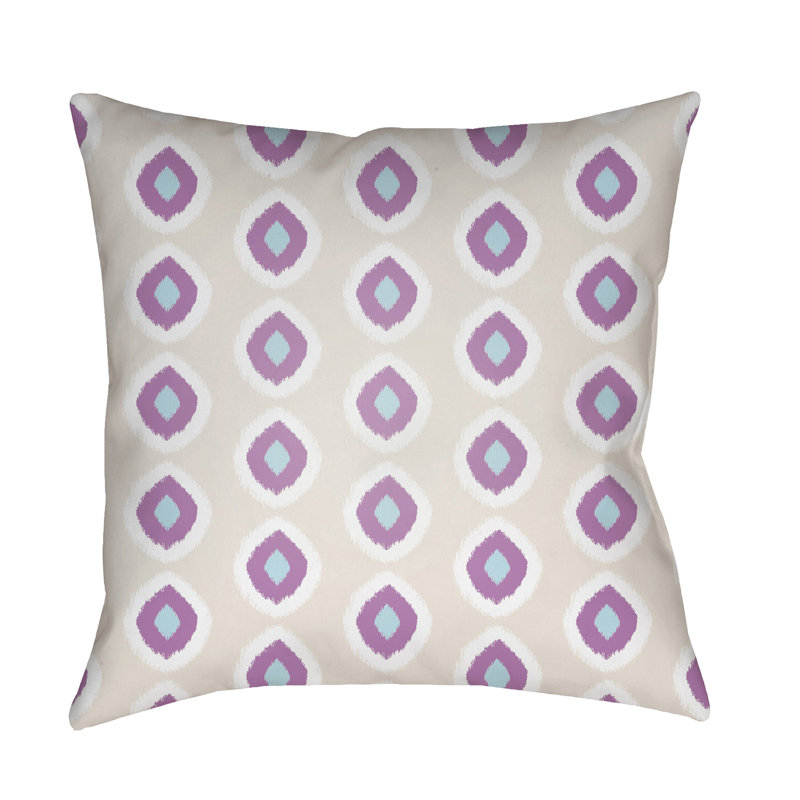 Geometric Outdoor Throw Pillow, 18" H x 18" W x 3.5" D, Light Blue/Pink