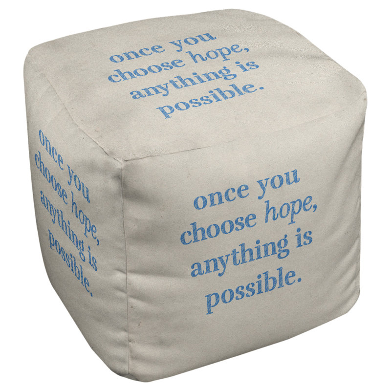 Upholstered Ottoman, White/Blue
