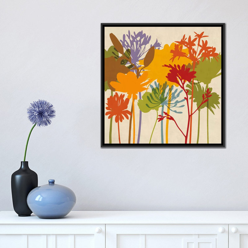 « couleur fleuri ii », reproduction d’art sur toile, H 37 po x l 37 po x P 1,5 po, Toile avec cadre noir, Pas de tapis