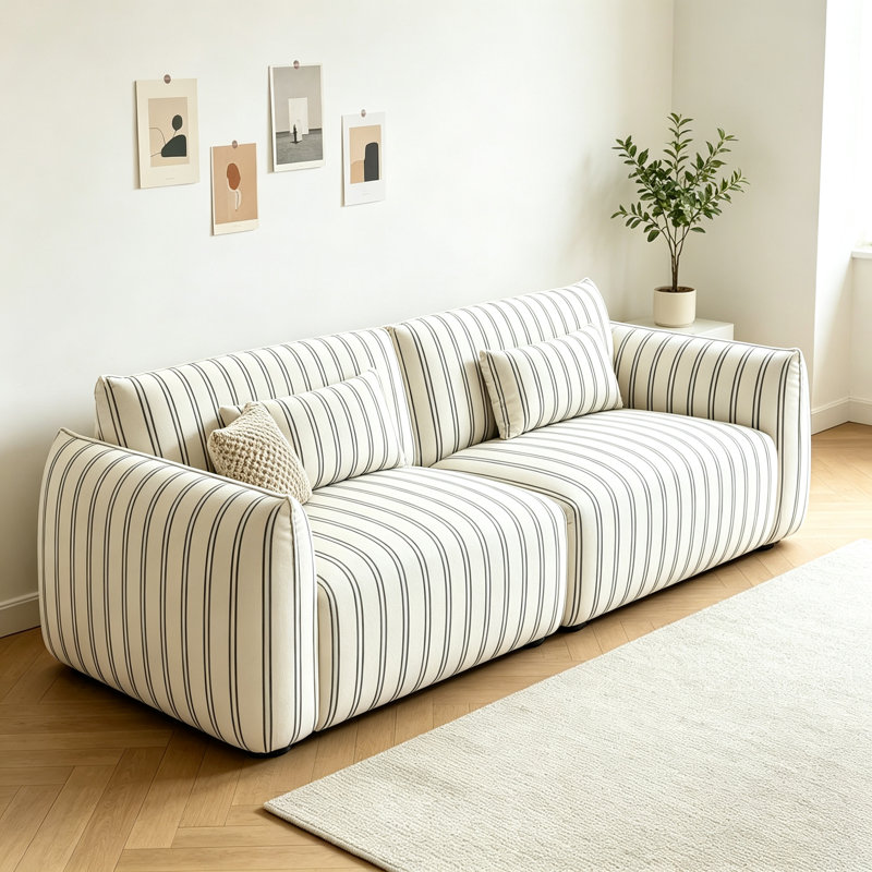 Canapé double French Minimalist Design, Rayures blanches/noires