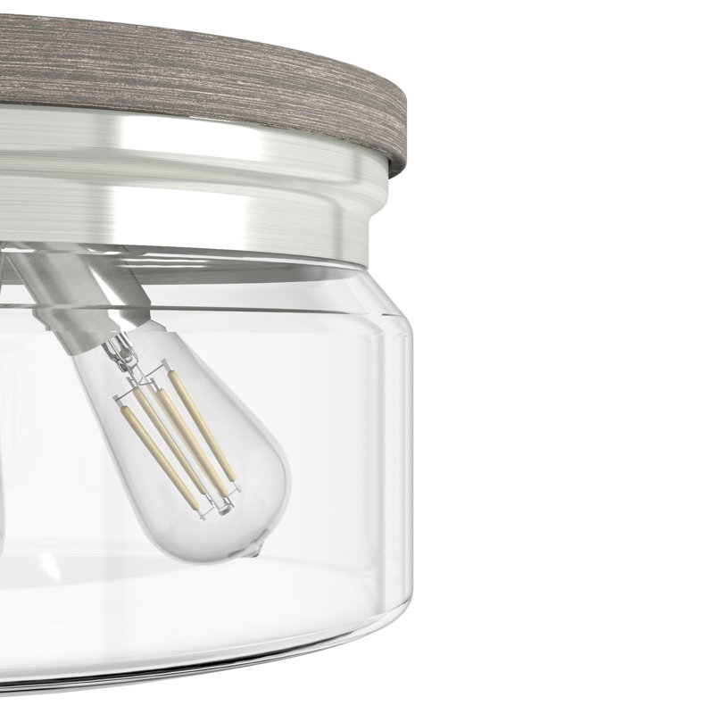 Hunter Devon Park Onyx Bengal And Barnwood 3 Light Flush Mount Ceiling Light Fixture, Brushed Nickel