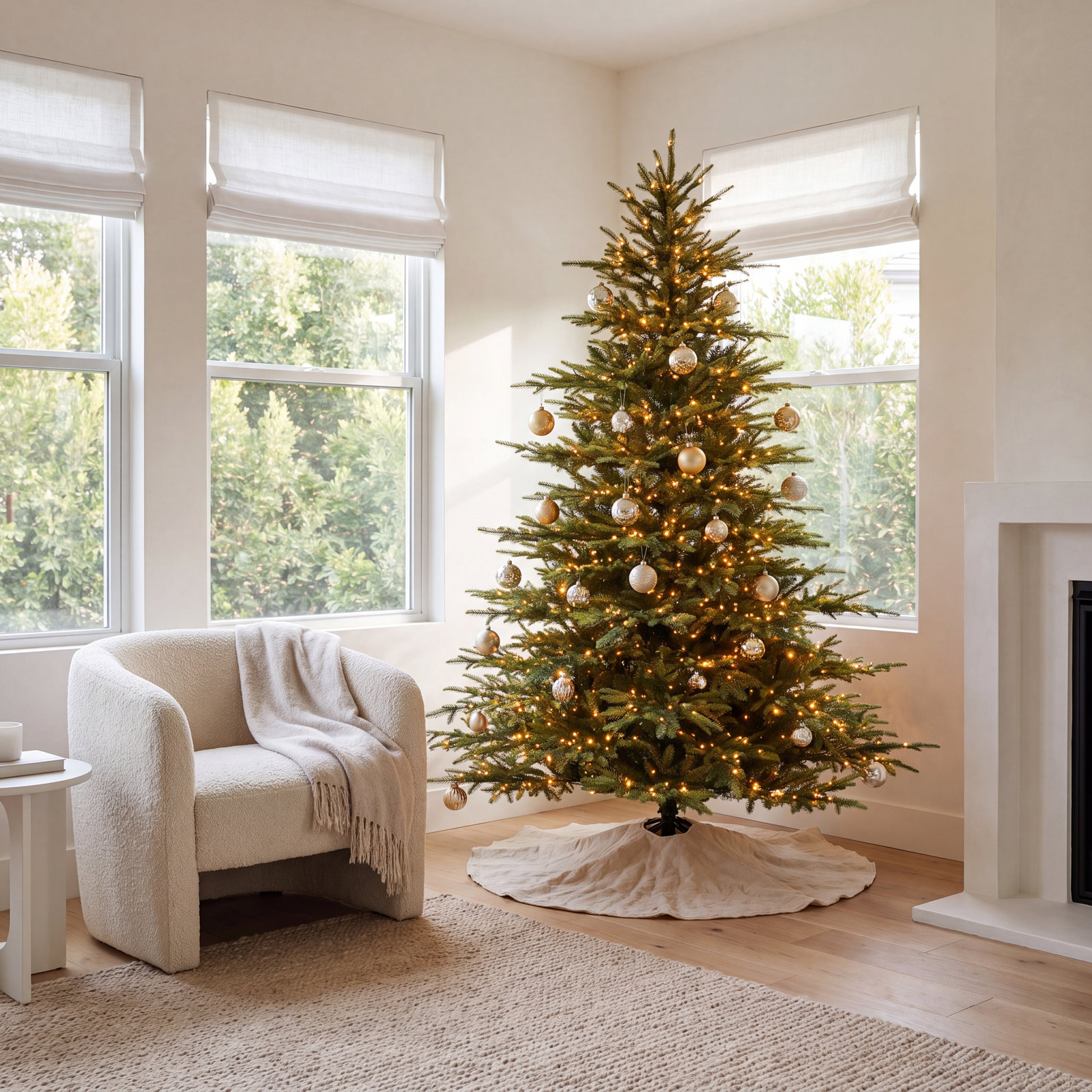 Alpine 7.5' Pre-Lit Pine Christmas Tree