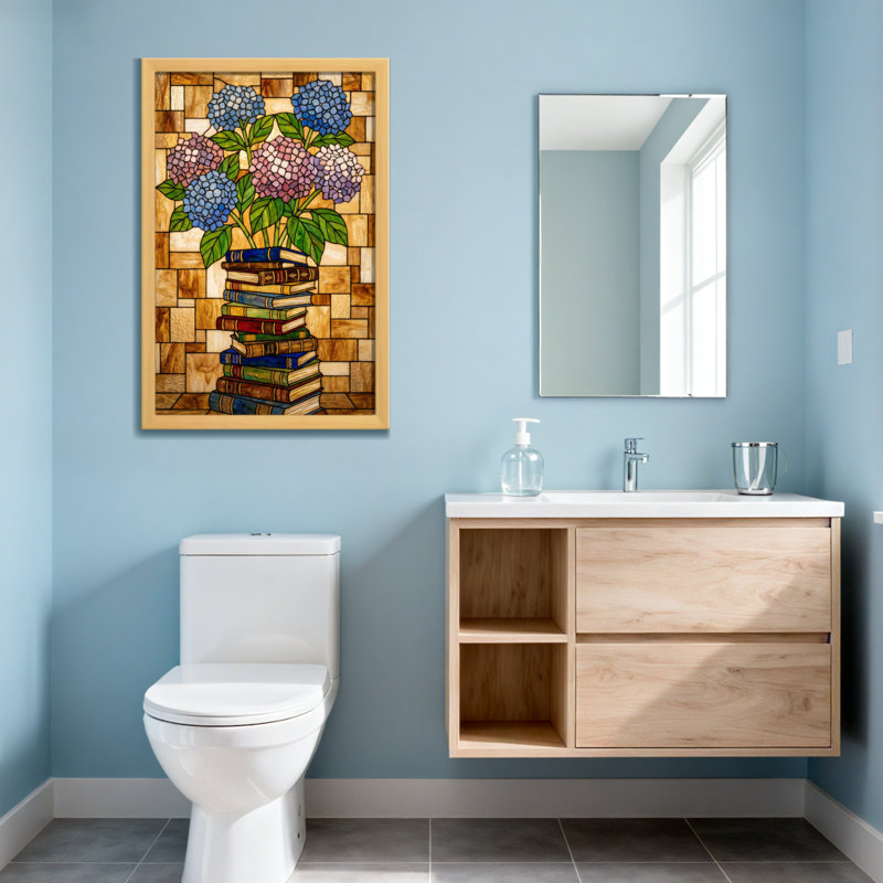 Plantes et fleurs, H 20 po x l 30 po, Impression encadrée sans passe-partout, Grain de bois clair