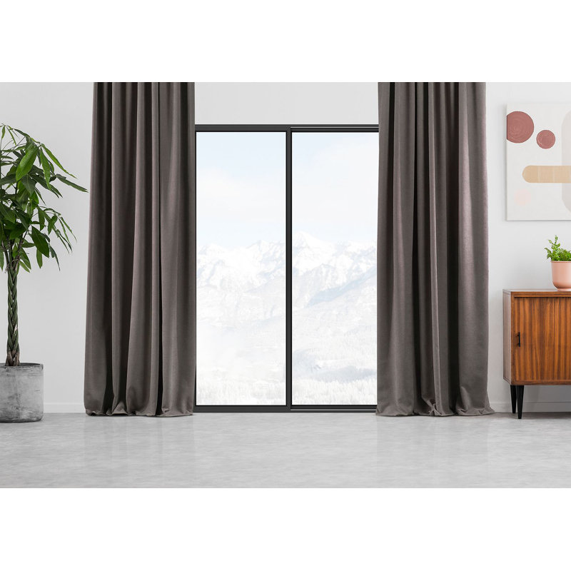 Room Darkening Single Curtain Panel, Light Brown, 260cm Width x 375cm Drop