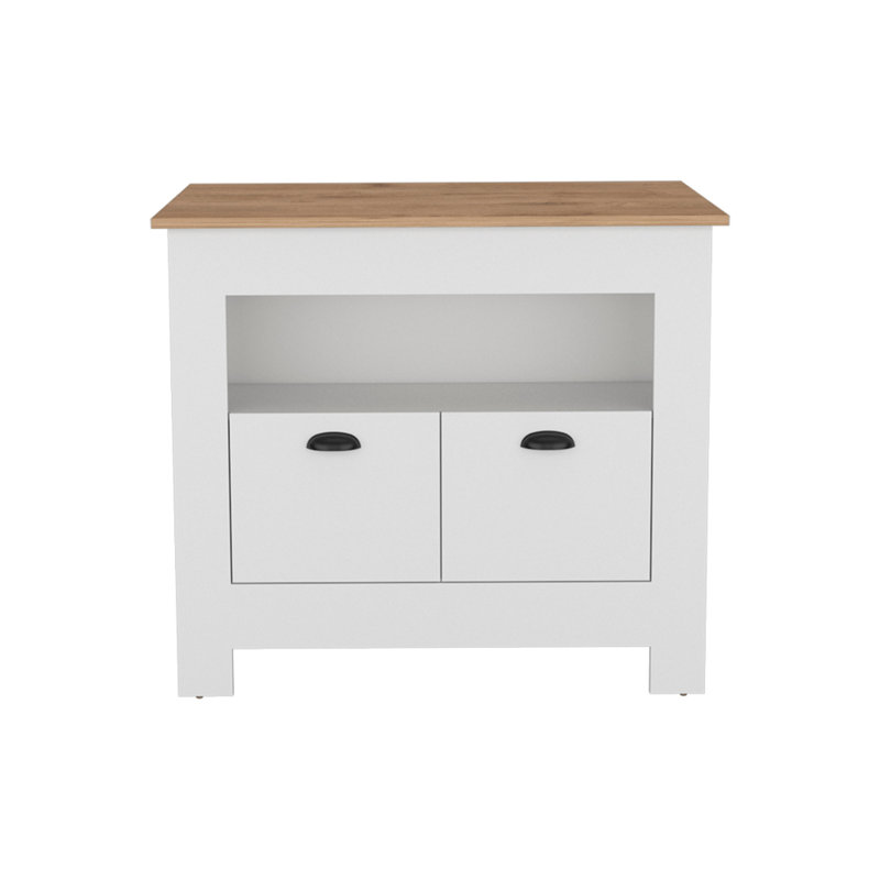 Kitchen Island, White / Macadamia, White