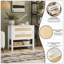 Table de chevet étroite en rotin avec 2 tiroirs et tablette de rangement Boho-1048657226