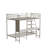 Full over Twin Bunk Bed with LED Light & Charging Socket, White-1049966689