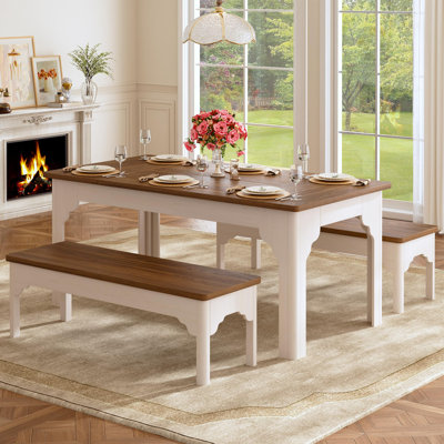 Ensemble de salle à manger 3 pièces avec 2 bancs, table de 63 po