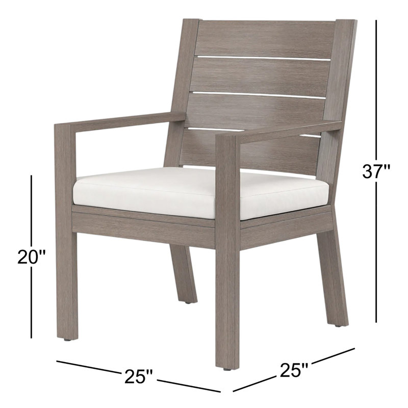 Laguna Outdoor Dining Armchair with Cushion, Canvas Flax Sunbrella® Canvas