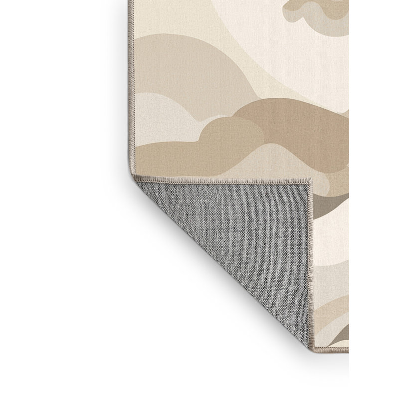 Tapis beige lavable à la machine de couleur unie minimaliste Penola, 7 x 9