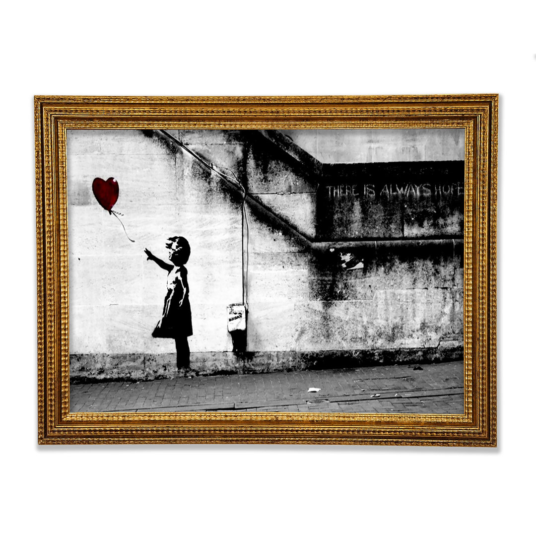 Red Heart Balloon Girl - Einzelne Bilderrahmen Kunstdrucke