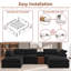 Canapé modulaire en U 125,98 po avec console de rangement et porte-gobelets, canapé en chenille 3 places-219628398-219628371
