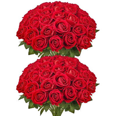 60 Pcs 20" Real Looking Red Foam Artificial Roses – Fade-resistant Reusable For Diy Wedding Bouquets/home Centerpieces/party Table Decor Essential
