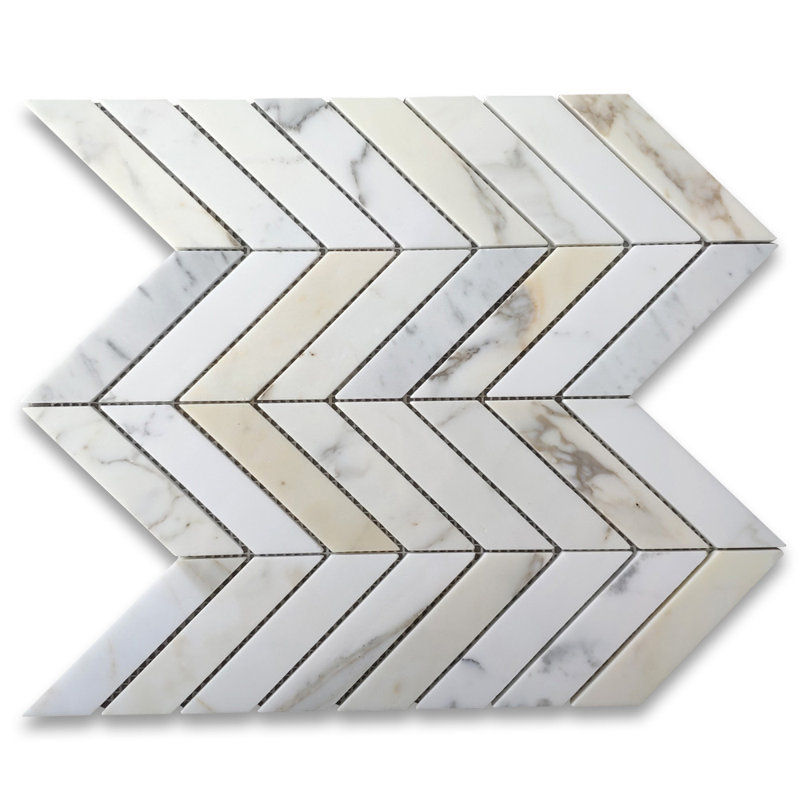 Calacatta 12" x 12" Marble Mosaic Tile, White/Gray