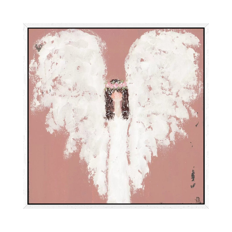Pink Angel Floral Halo by Ashley Bradley - Gallery-Wrapped Canvas Giclée on Canvas, 45.72 cm H x 45.72 cm W, White Framed