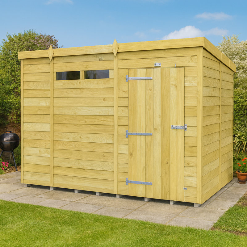 10ft x 8ft Pent Security Shed - Single Door