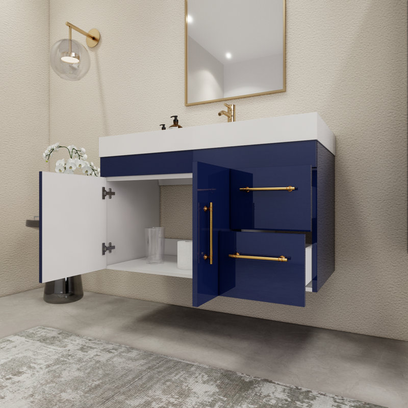 Ensemble de meuble-lavabo simple mural 41,9 ", Bleu nuit
