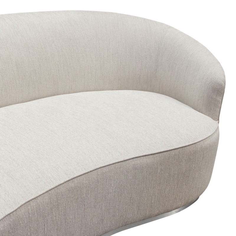 Canapé Raven en tissu crème clair avec garniture décorative argent brossé, Polyester crème claire, Argent