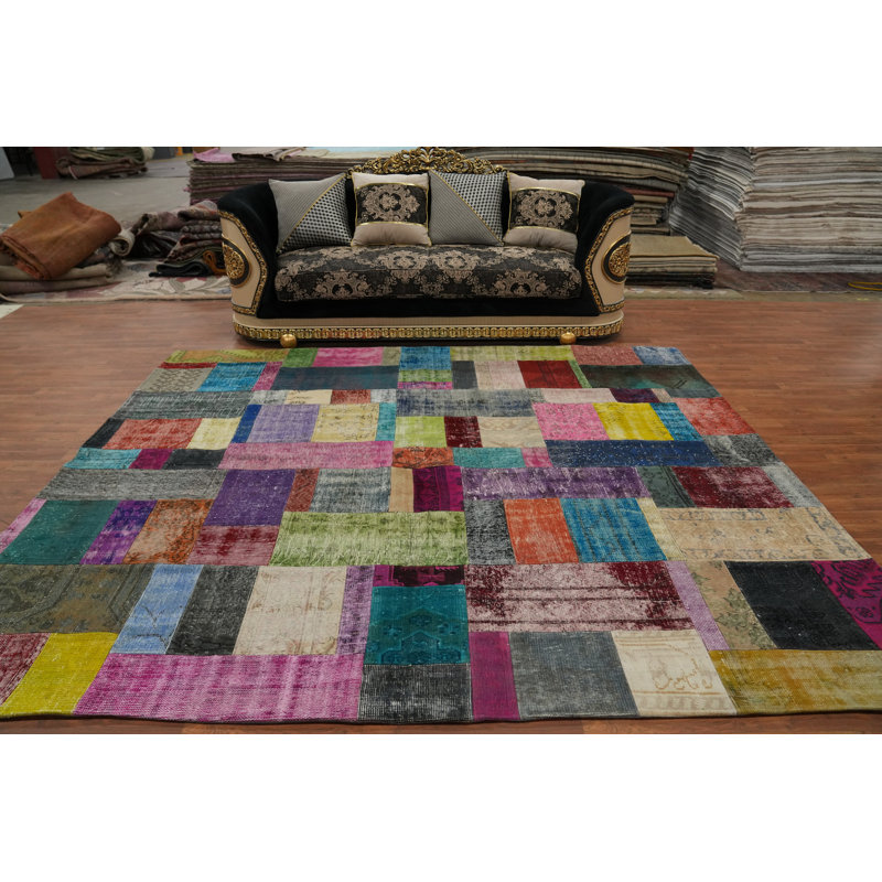 Multicolor Patchwork Distressed Area Rug 8x10