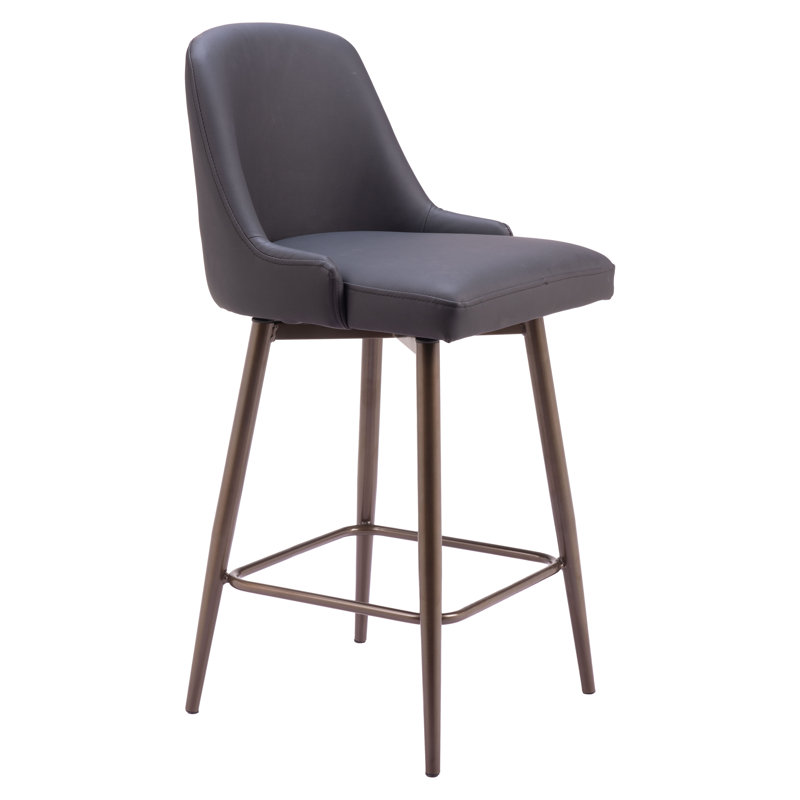 Tabouret pivotant Zack Keppel, Noir / bronze, Hauteur de l'assise: 26,4 po