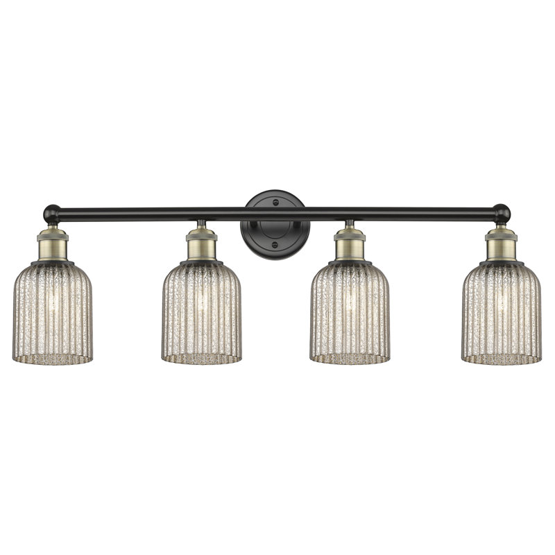 Fiennes 4 - Light Dimmable Vanity Light, Black Antique Brass, Metallic Gray