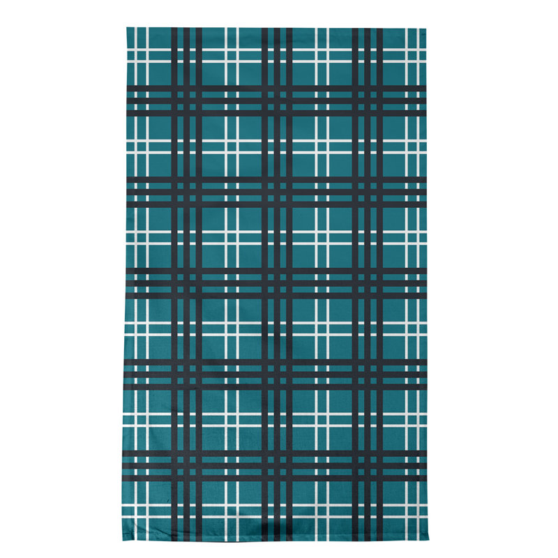 Plaid Tea Towel Kitchen Towel, Polyester, Teal/Black/White