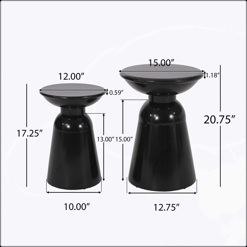 Ensemble de 2 tables d'appoint Serenita, Noir